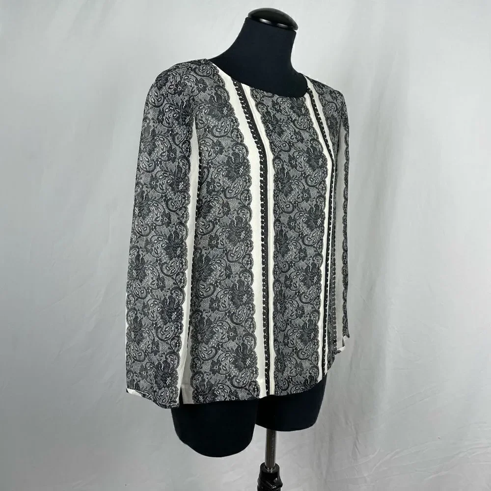 J. Crew Chiffon Lace Pattern‎ Blouse - Women’s 6